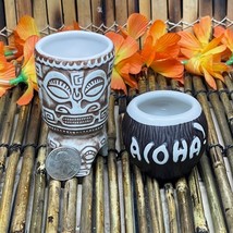 Tiki Mug Trader Vic&#39;s Aloha Coconut &amp; Mini Marqueasen Drum Mug Shot Glass - $741.70 MXN