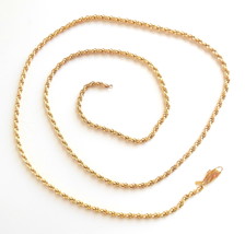 Ladies Vintage Monet 37 Inch Long Gold Rope Necklace Can Be Pulled Over The Head - £13.76 GBP