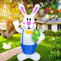 6&#39;&#39; Inflatable Easter Bunny With Egg Hugging Blowup Holiday Rabbit Decoration - £52.76 GBP