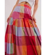 Multicolour Plaid Print Ruched High Waist Casual Maxi Skirt - $36.26 CAD