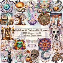 Folklore &amp; Cultural Halloween Clipart Bundle – 22 PNG Ghosts, Pumpkins, ... - €1,51 EUR