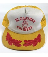 Trucker Style Snapback Hat El Zaribah Culinary Logo Foam Mesh White Yell... - £11.84 GBP