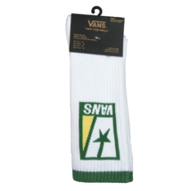 Vans Unisex Retro White Green Striped Crew Socks Size 9.5 -13 (1 Pair) NEW - $12.99