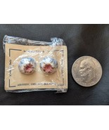 Midcentury Retro Italart Turquoise Pink Ceramic Clip on Round Earrings I... - $31.12 CAD