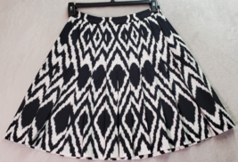 Talbots Mini Skirt Womens Petite 2 Black White Geo Print Cotton Pleated Side Zip - £19.47 GBP
