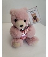 Aurora Humphrey Teddy Bear Sequin Heart Plush Stuffed Animal Dusty Rose ... - £16.33 GBP