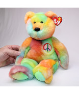 Vintage Ty Beanie Buddies PEACE Tie Dye 1999 Stuffed Plush Bear With Tag... - €11,52 EUR