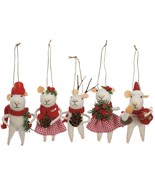 Primitives by Kathy Set of 5 Hanging Felt Christmas Mice Figurines - $552.42 MXN