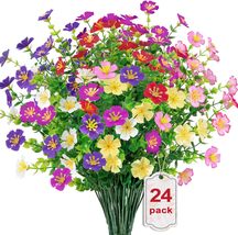 Ouddy Decor 24 Bundles Artificial Flowers for Outdoors, Faux Silk, Mixed Color - £18.08 GBP