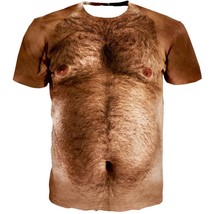 SONSPEE Chest Hair Muscle Spoof Print T-shirt Monkey Face Funny Harajuku Casual  - £68.44 GBP