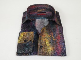Men's AVM Crystal Digital Sparks Shirt Cotton Turkey Slim Fit 13985-01 Multi image 4