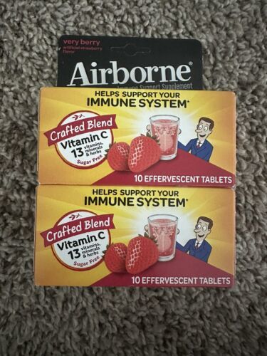 Primary image for 2 Airborne Effervescent Tablets Very Berry 10 Tablets ea Exp 12/24