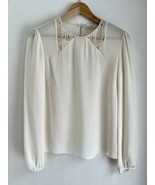 Honor NYC Blouse 6 Ivory White Silk Bridal Top Beaded Peter Pan Collar USA - £87.69 GBP