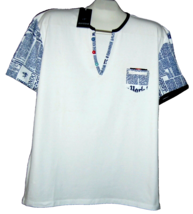 Mondo White Blue Men&#39;s Cotton Shirt T-Shirt Polo Size 4XL - $73.57