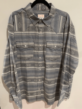 XLarge SouthWestern Button Down Shirt-Canyon Sky-Blue/Grey Striped L/S E... - $21.77