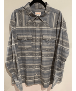 XLarge SouthWestern Button Down Shirt-Canyon Sky-Blue/Grey Striped L/S E... - £17.11 GBP