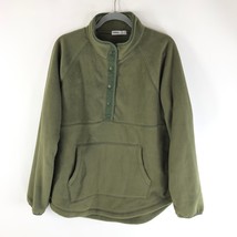 Sonoma Womens Fleece Pullover Pockets Mock Neck Henley Olive Green 0X - £18.96 GBP