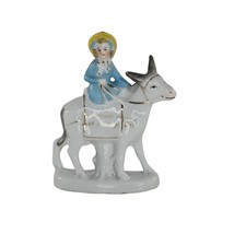 Vintage Germany Lady Riding Donkey Figurine Souvenir Hot Springs Arkansas - £11.98 GBP