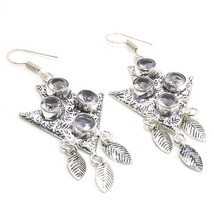 White Topaz Handmade Black Friday Gift Earrings Jewelry 2.80&quot; SA 2565 - £3.18 GBP