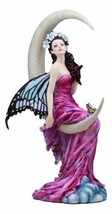 Large Amethyst Moon Celestial Butterfly Fairy Statue 11&quot;Tall By Nene Thomas - $82.99