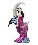 Large Amethyst Moon Celestial Butterfly Fairy Statue 11&quot;Tall By Nene Thomas - $1,573.04 MXN