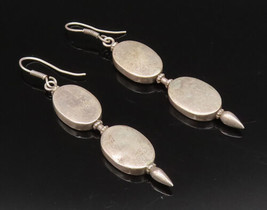 925 Silver - Vintage Minimalist Double Oval &amp; Pointed Bar Earrings - EG1... - £64.87 GBP