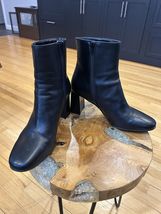 NAPOLEON ITALY Black Leather Ankle Boots with Block Heel 41 - $49.50