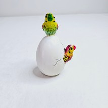 Tonala Pottery Hatched Egg Double Parrots Yellow Orange Hand Painted Sig... - $14.83