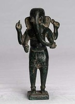 Antique Vietnamese Style Bronze Standing Cham Ganesha Statue - 20cm/8&quot; - $310.88