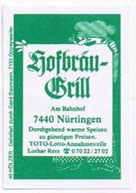 Matchbox Label Germany Hofbrau Grill - £0.78 GBP