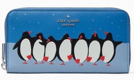 Kate Spade Large Continental Wallet Blue Penguins ZipAround K4767 $239 MSRP FS - £73.51 GBP