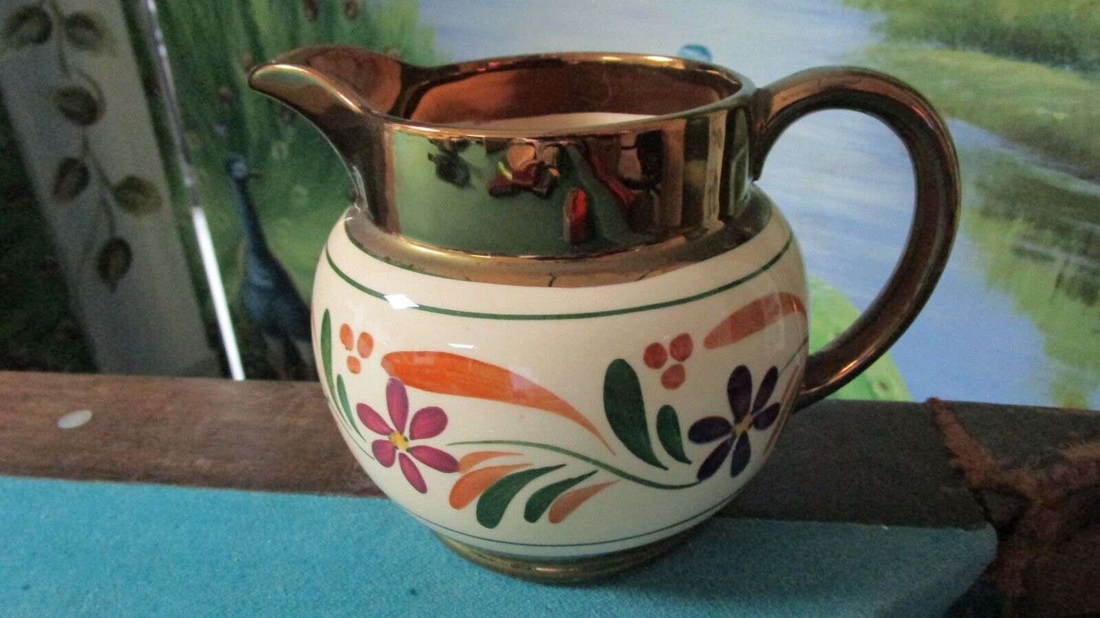 Primary image for WADE ENGLAND HARVEST CREAMER PITCHER 5 X 7" COPPERWARE ANTIQUE 