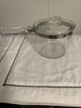 Vintage Pyrex Flameware Clear Glass Pot With Lid 1.5 QT 6283 - £31.57 GBP