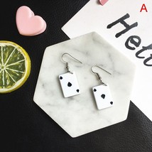 Creative Red Hearts Poker Earrings Funny Lovely Playing Cards Drop Earrings Nigh - £7.63 GBP