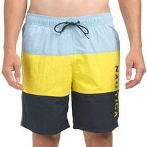 NWT NAUTICA MSRP $58.99 COLOR BLOCK BEACH SURF MEN&#39;S YELLOW BOARD SHORTS... - $18.31