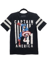 Marvel Retro Navy Blue Captain America 41 Stripe Sleeve Shirt Mens sz M ... - £7.00 GBP