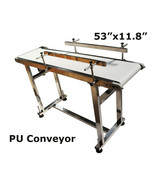 1 PC 53&quot;Lx11.8&quot;W Double Guardrails White Flat PU Belt Conveyor Transport... - $707.85