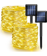 Solar String Lights 2x 40ft Outdoor 240 LED Solar Powered Waterproof 8 M... - £18.04 GBP+