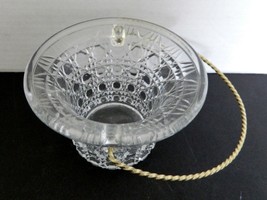 Glass Basket Avon Clear Twisted Metal Handle Windsor Cane &amp;  Button Pattern - £15.21 GBP