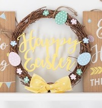 30cm Happy Easter Willow Wreath, Easter Celebration, Easter Party, Hanging Sign, - £12.78 GBP