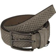 Mens Genuine Basket weave Suede Soft Leather Belt PIERO ROSSI Turkey # 1002 Gray image 2