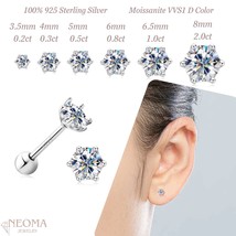 Moissanite Stud Earrings Screw Back Design  925 Silver Piercing Earrings Stud    - £41.41 GBP+