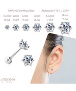 Moissanite Stud Earrings Screw Back Design  925 Silver Piercing Earrings... - £41.39 GBP+