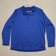 Under Golf Shirt Mens Size 2XL Blue Knit Long Sleeve 1/4 Snap Loose Fit - $33.87