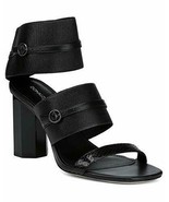 NEW DONALD PLINER 7.5 shoes sandals black leather elastic heels designer... - £77.00 GBP