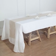 Beige 12X108&quot;&quot; Premium Polyester Table Runner Faux Burlap Wedding Party ... - £8.88 GBP