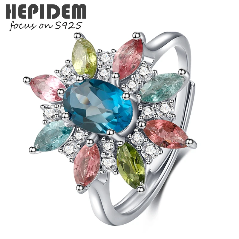 100% Really Topaz 925 Sterling Silver Rings New Women Natural Blue Gemstones Wed - £57.90 GBP