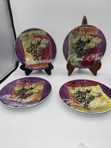 4 Wine Tasting Themed Appetizer Plates! Allie &amp; Cesca with storage conta... - £17.34 GBP