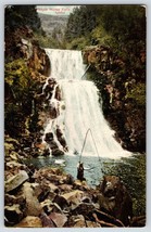 Postcard White Horse Falls Idaho ID Waterfalls Man Fly Fishing - $14.95