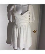 Lulus White Textured Puff Sleeve Mini Dress – Size XS - €23,96 EUR